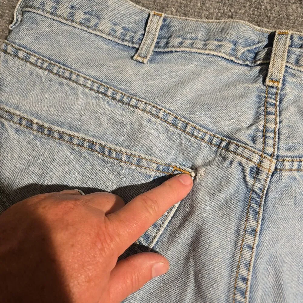 Levis 505 Denim Jeans Mens 38x29 Blue Straight Light Wash Regular Fit